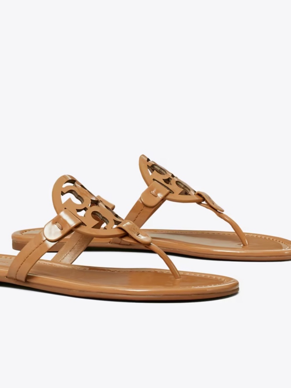 Tory Burch Miller Logo Thong Sandals in Light Brown/Tan